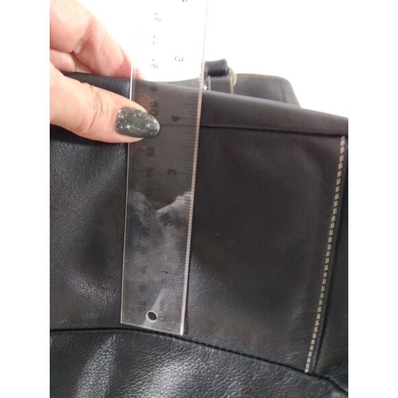 Lauren Ralph Lauren Large Black Leather Tote Bag Double Handles Lots Of Pockets - Picture 10 of 11